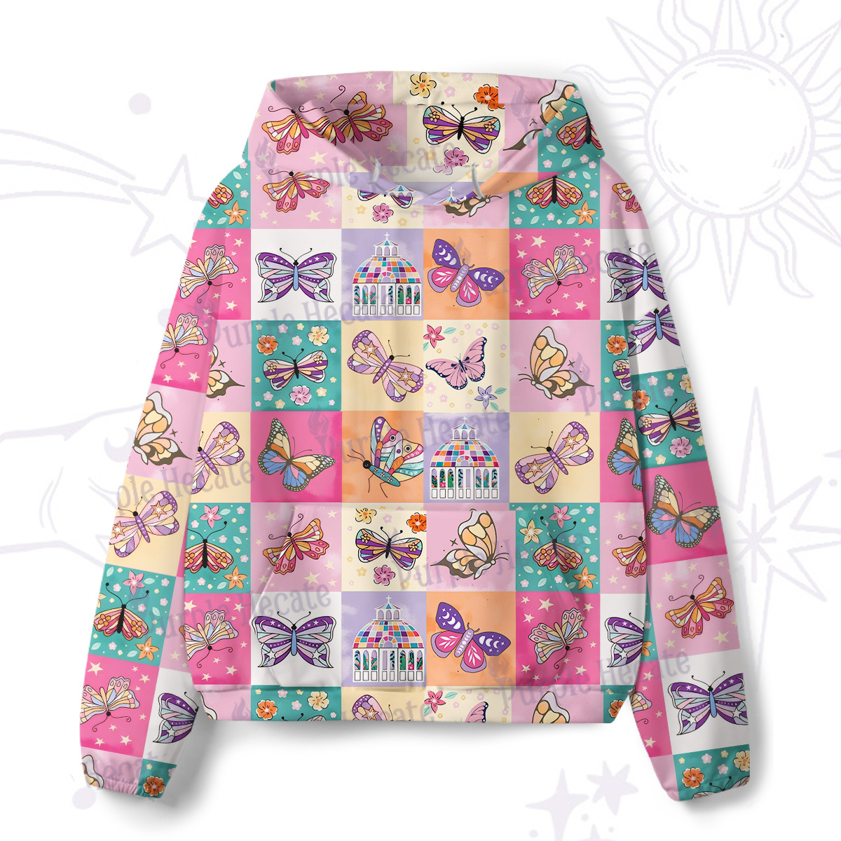 Purplehecate Dreamy Butterfly Garden All-Over Print Hoodie