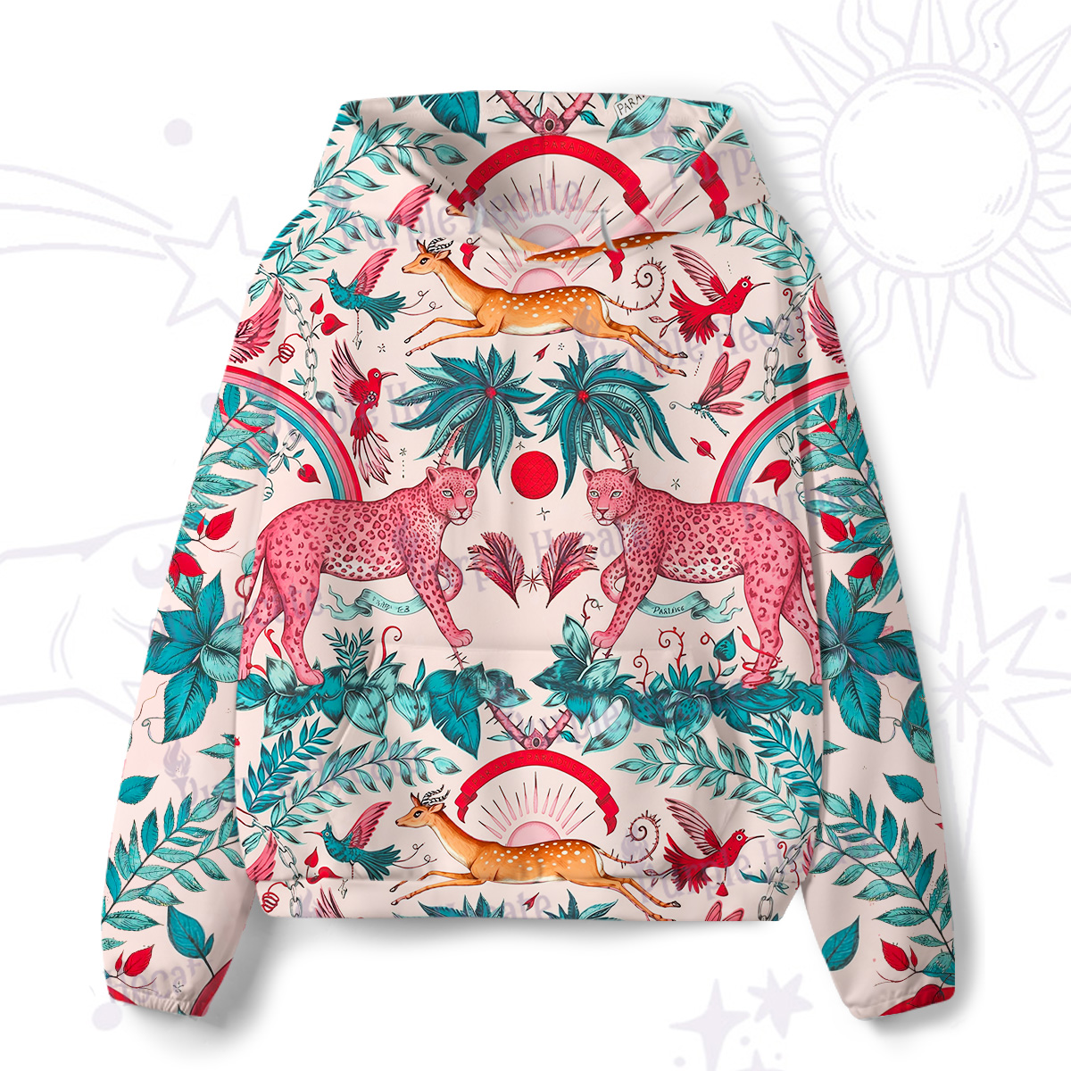Purplehecate Enchanted Forest Pink Leopard All-Over Print Hoodie