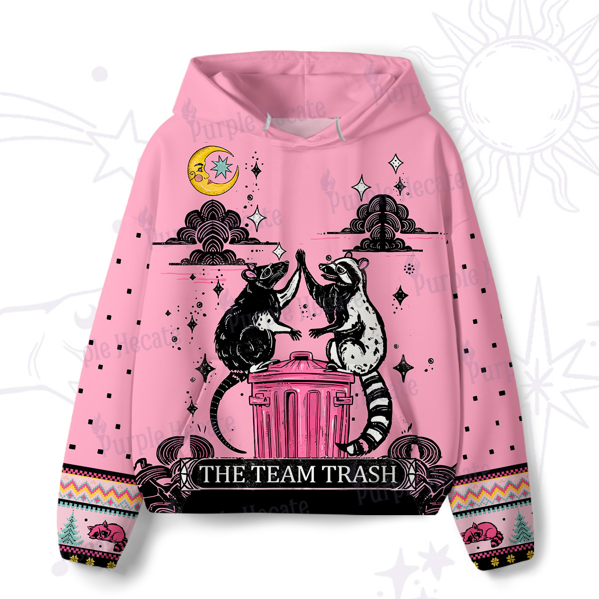 Purplehecate The Team Trash Opossum Tarot All-Over Print Hoodie