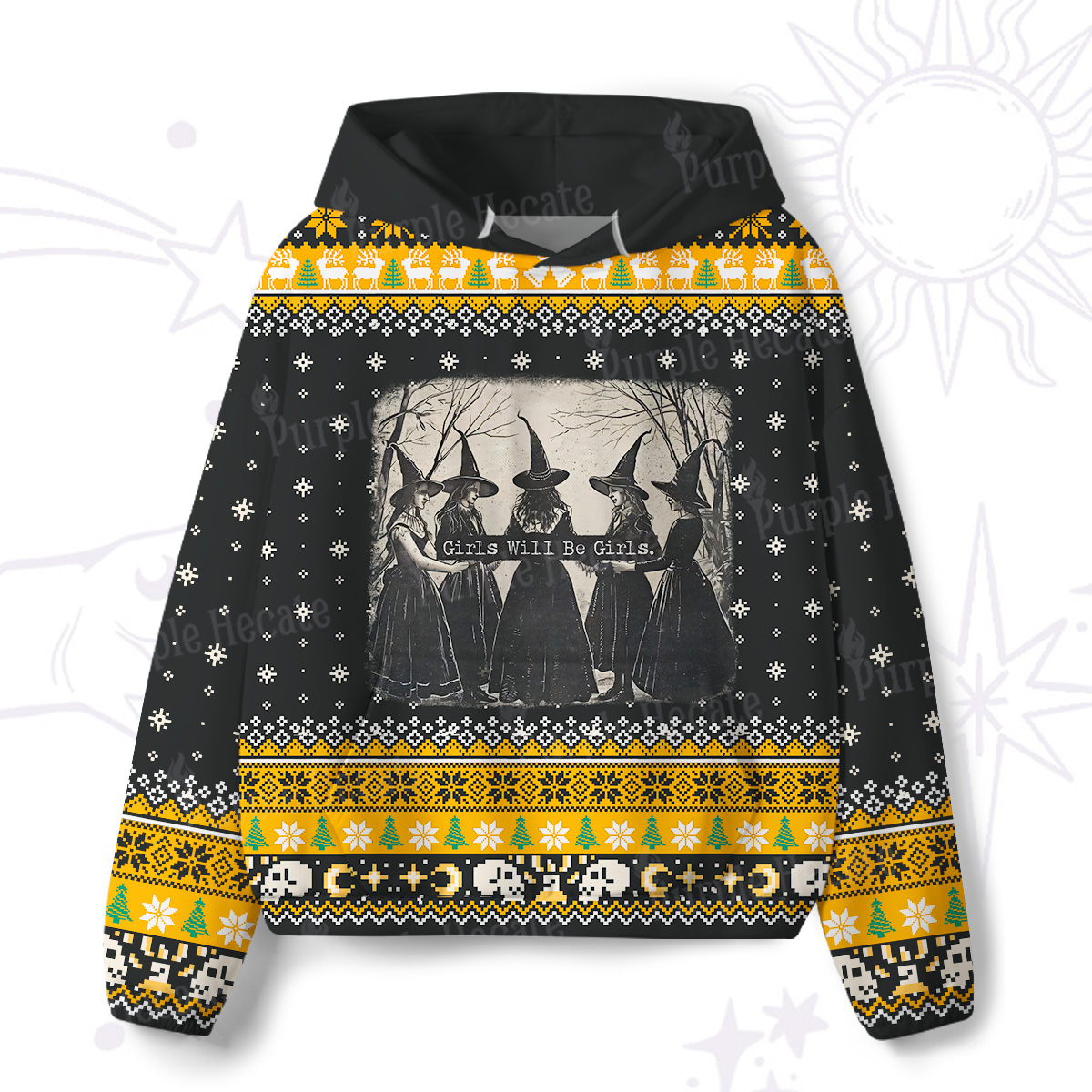 Purplehecate Girls Will Be Girls Witch All-Over Print Hoodie