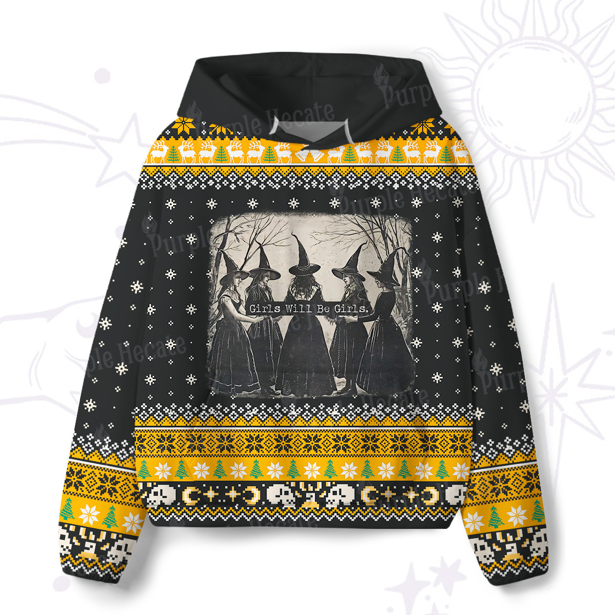 Purplehecate Girls Will Be Girls Witch All-Over Print Hoodie