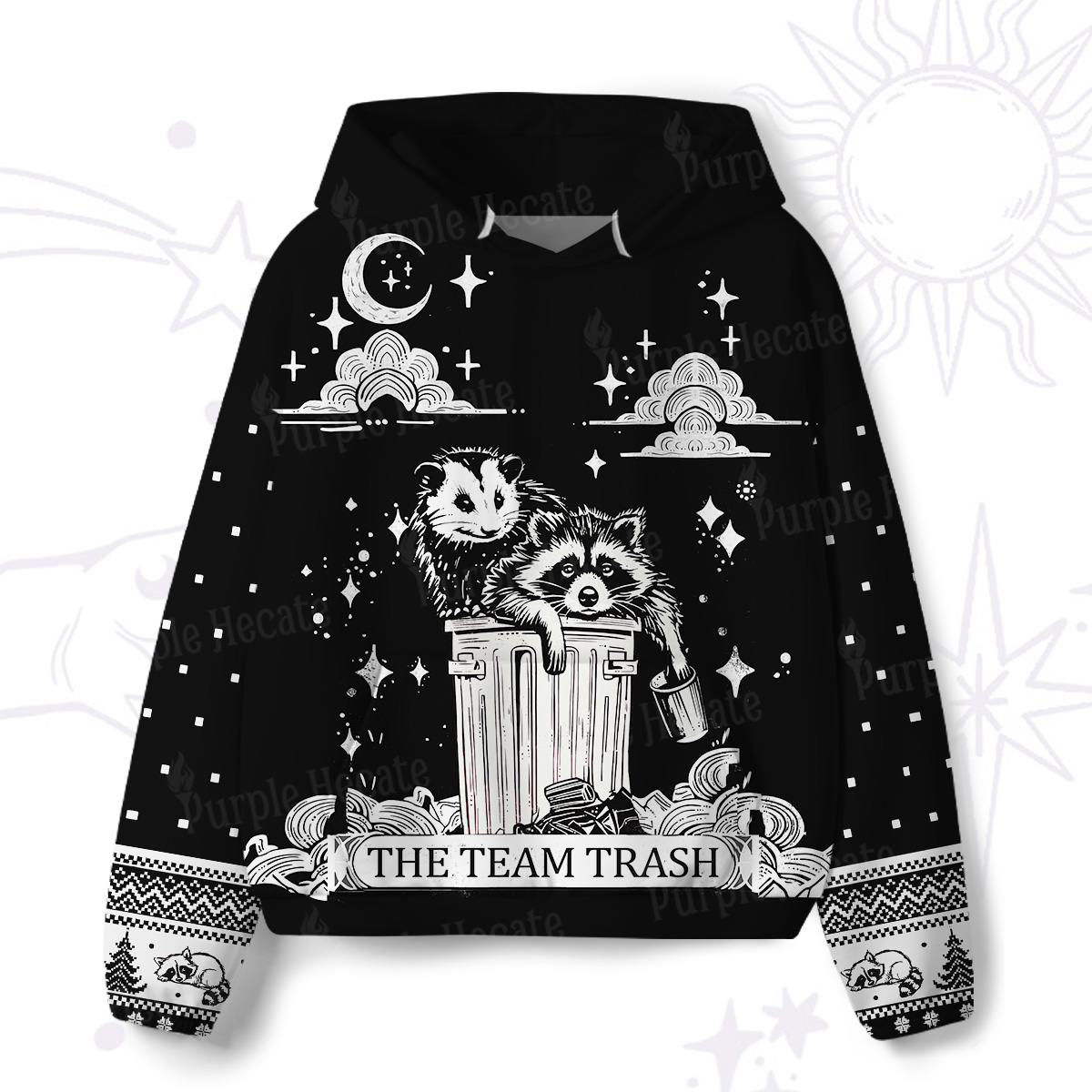 Purplehecate The Team Trash Raccoon & Possum All-Over Print Hoodie