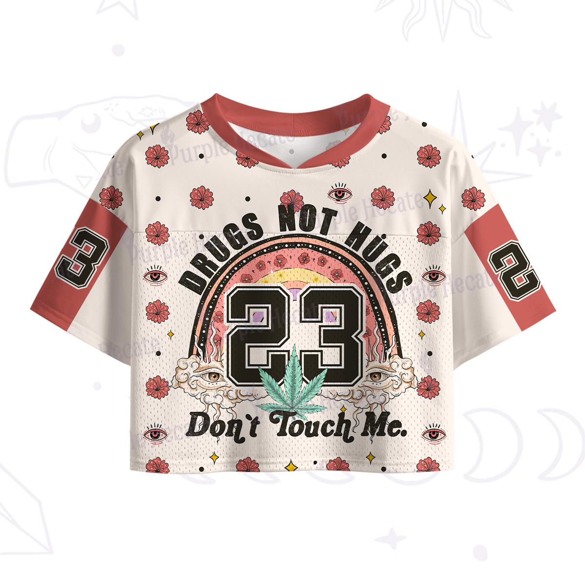 Purplehecate Drugs Not Hugs Don't Touch Me Crop Sports Jersey