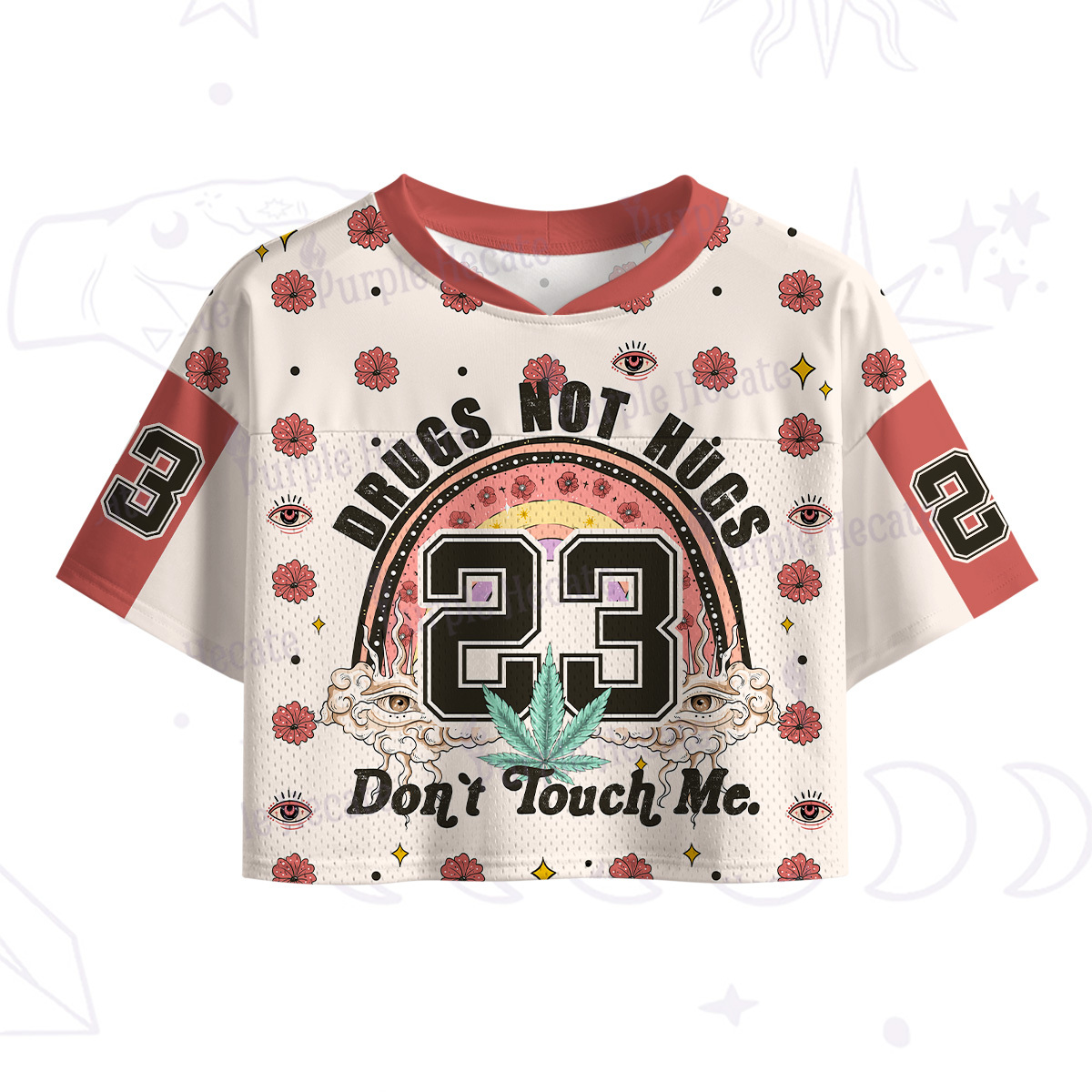 Purplehecate Drugs Not Hugs Don't Touch Me Crop Sports Jersey