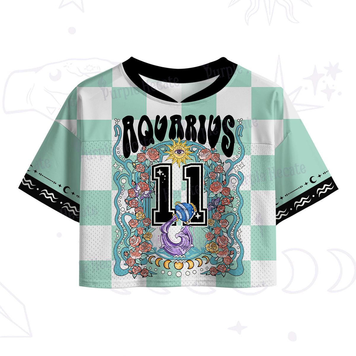 Purplehecate  Aquarius Spirit Zodiac Crop Sports Jersey