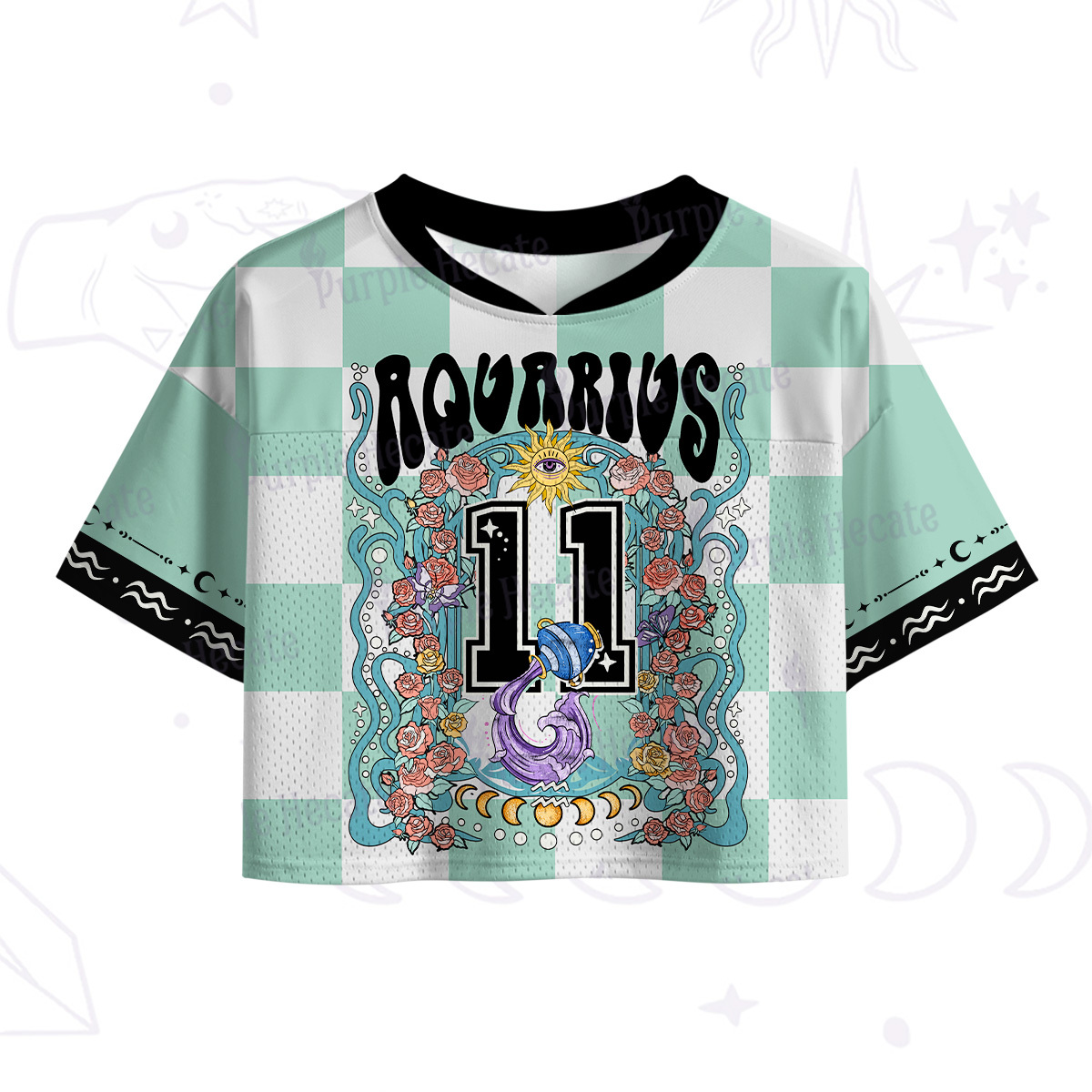 Purplehecate  Aquarius Spirit Zodiac Crop Sports Jersey