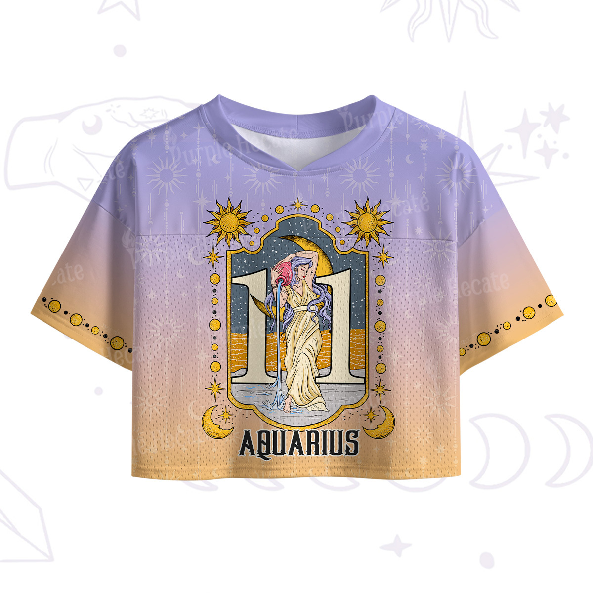 Purplehecate Aquarius Zodiac Crop Sports Jersey