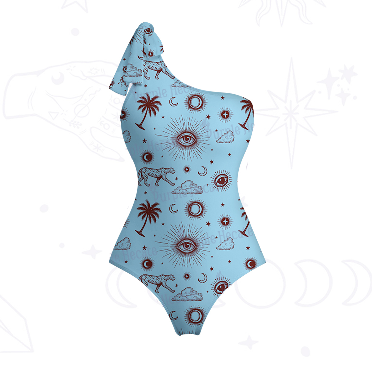 Purplehecate Eye of the Universe One-Shoulder One-Piece Swimsuit