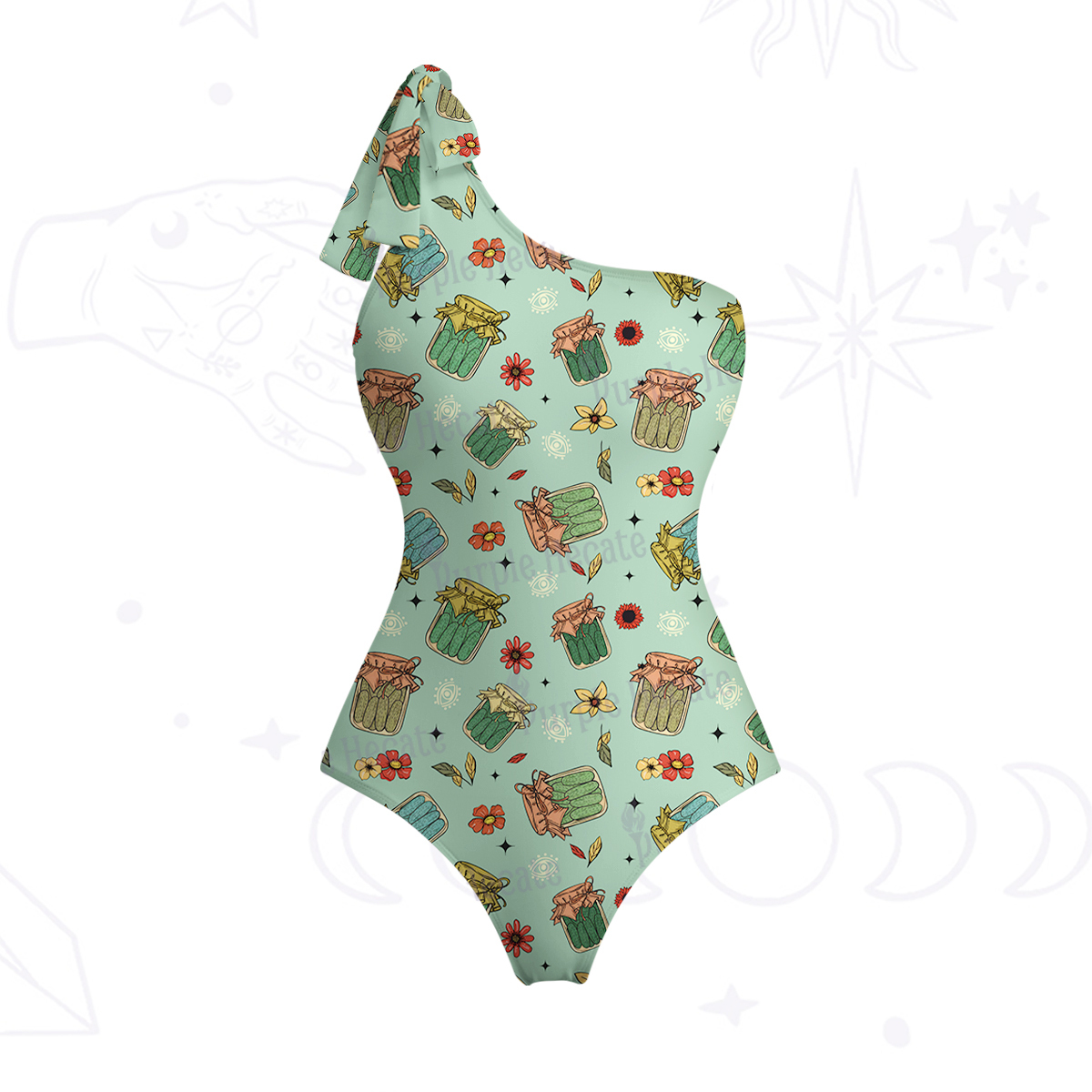 Purplehecate The Pickles One-Shoulder One-Piece Swimsuit