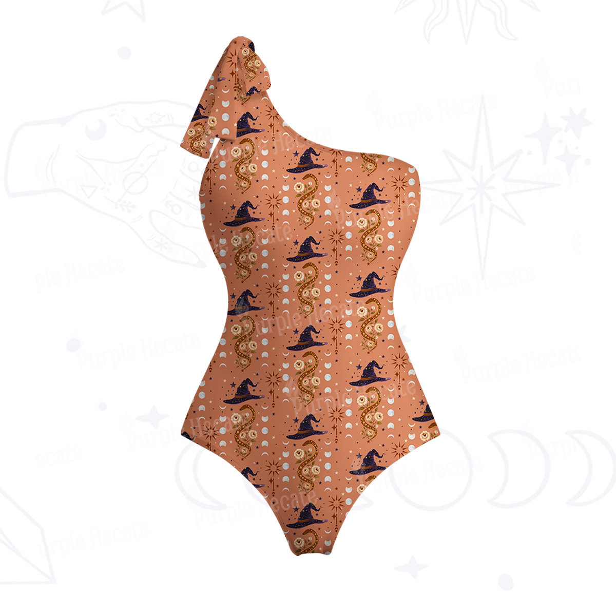 Purplehecate Witch's Enchantment One-Shoulder One-Piece Swimsuit