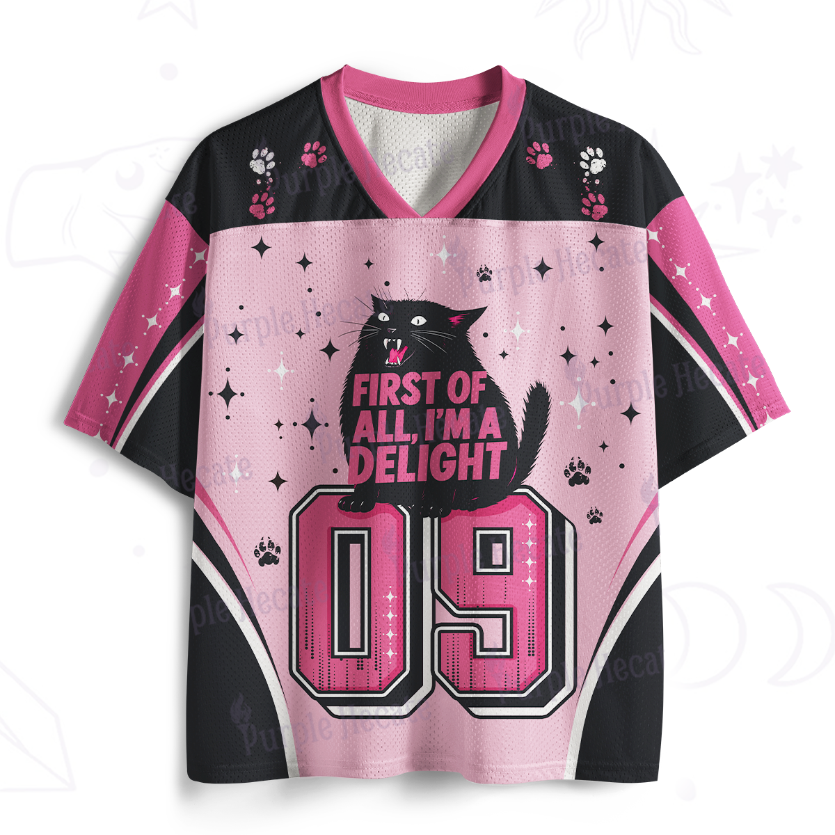 Purplehecate First Of All I'm A Delight Cat Mesh Jersey