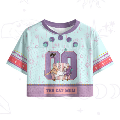 Purplehecate The Cat Mom Crop Sports Jersey