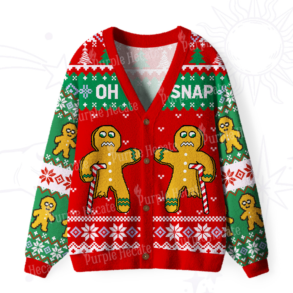 Purplehecate Oh Snap Christmas Ugly Cardigan Sweaters