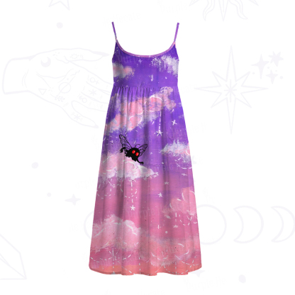 Purplehecate Celestial Dream Mothman Spaghetti Strap Midi Dress