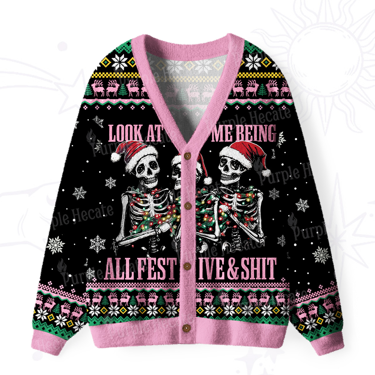 Purplehecate Look At Me Being All Festive And Shit Ugly Cardigan Sweaters