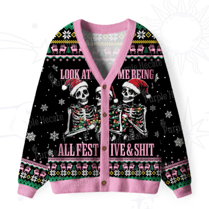 Purplehecate Look At Me Being All Festive And Shit Ugly Cardigan Sweaters