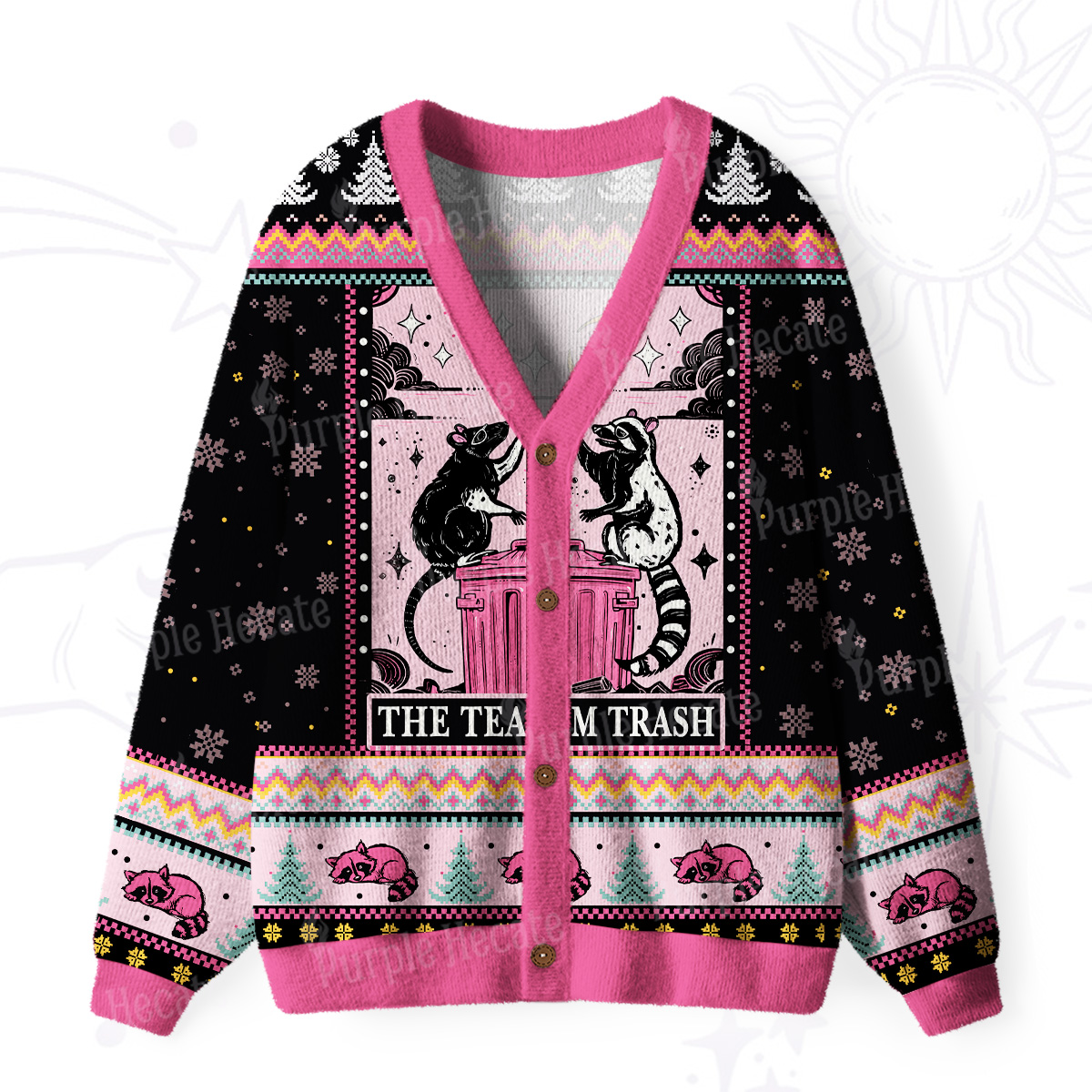 Purplehecate The Team Trash Opossum Tarot Ugly Cardigan Sweaters