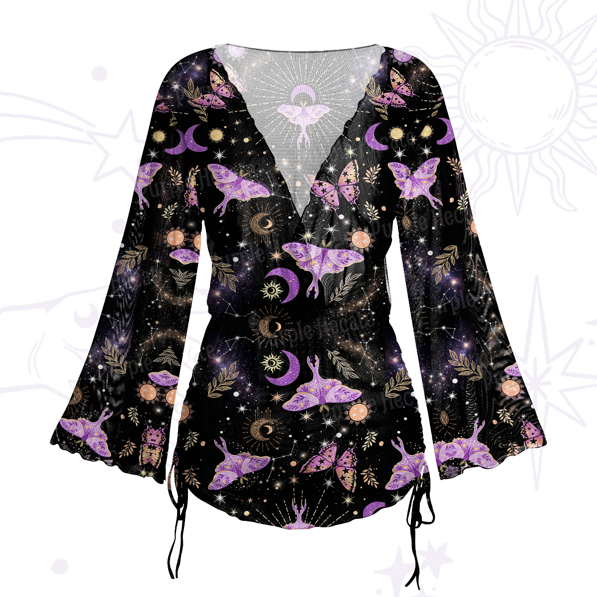 Purplehecate Starry Night Lunar Moth Mesh Cover Up Dress