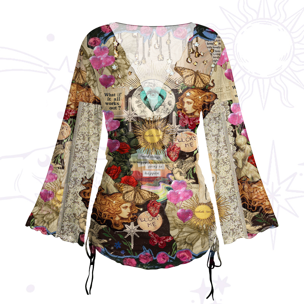 Purplehecate Lucky Me Sacred Heart Eye Mesh Cover Up Dress
