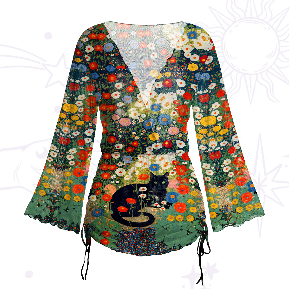 Purplehecate Vintage The Cat in Bloom Mesh Cover Up Dress