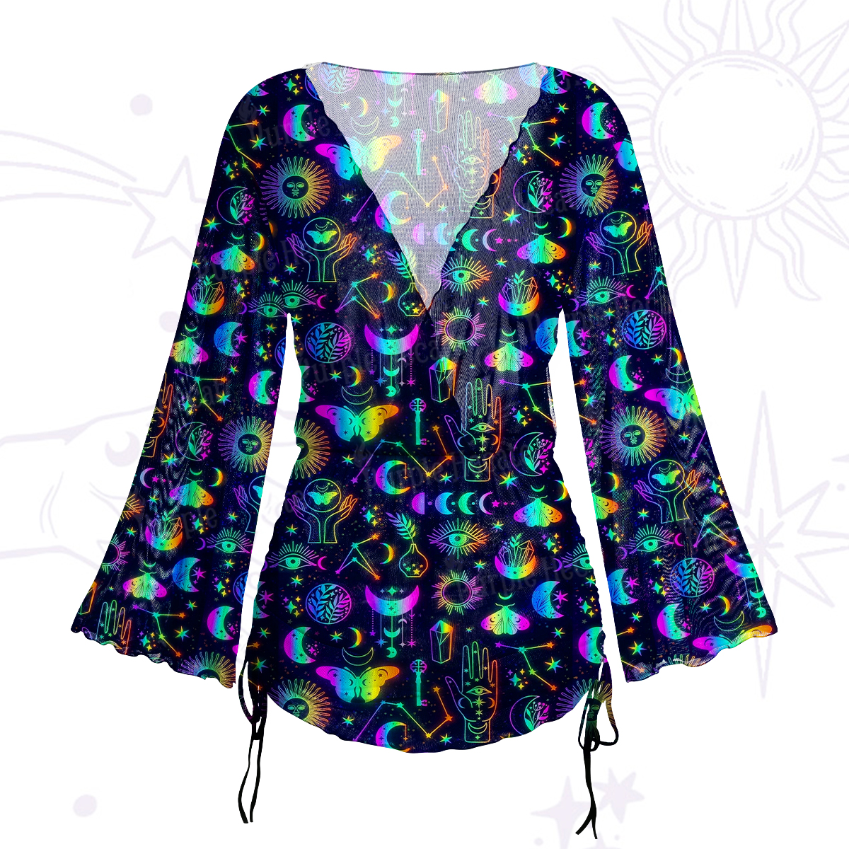 Purplehecate Blacklight Butterfly Mesh Cover Up Dress