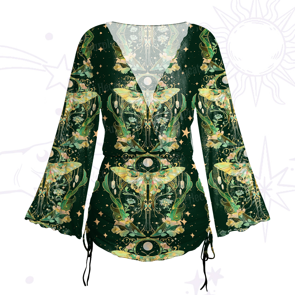 Purplehecate Moon Moth Rave Mesh Cover Up Dress
