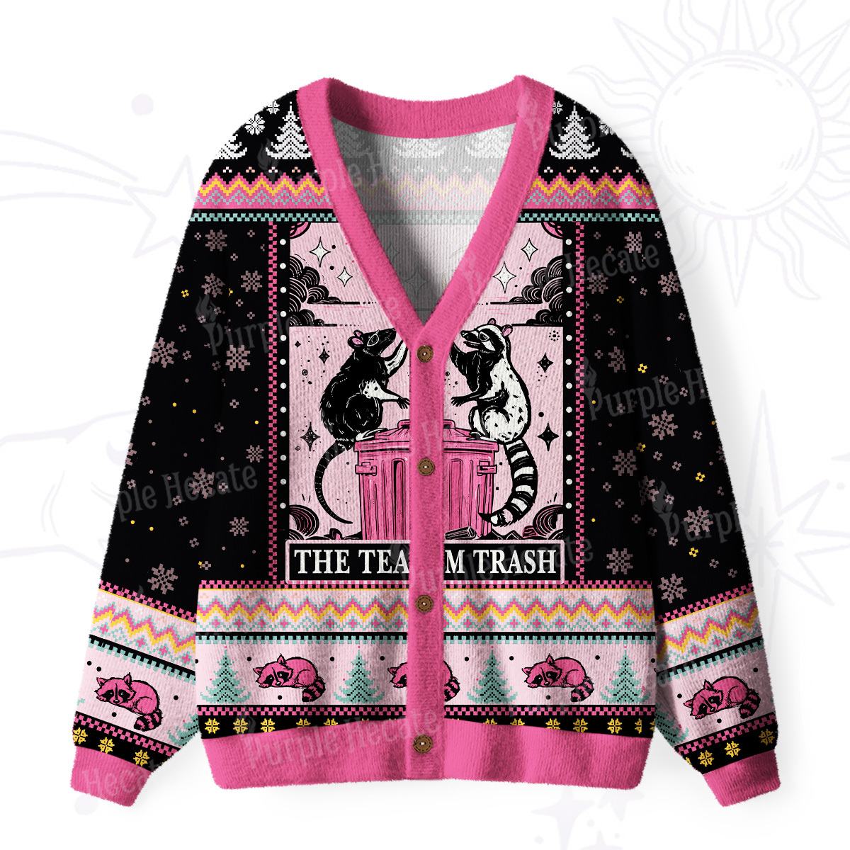 Purplehecate The Team Trash Opossum Tarot Ugly Cardigan Sweaters