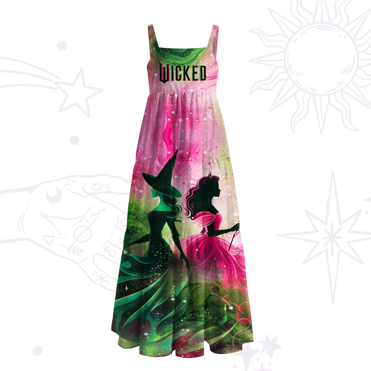 Purplehecate Wicked & the Rose Wide Straps Maxi Dress
