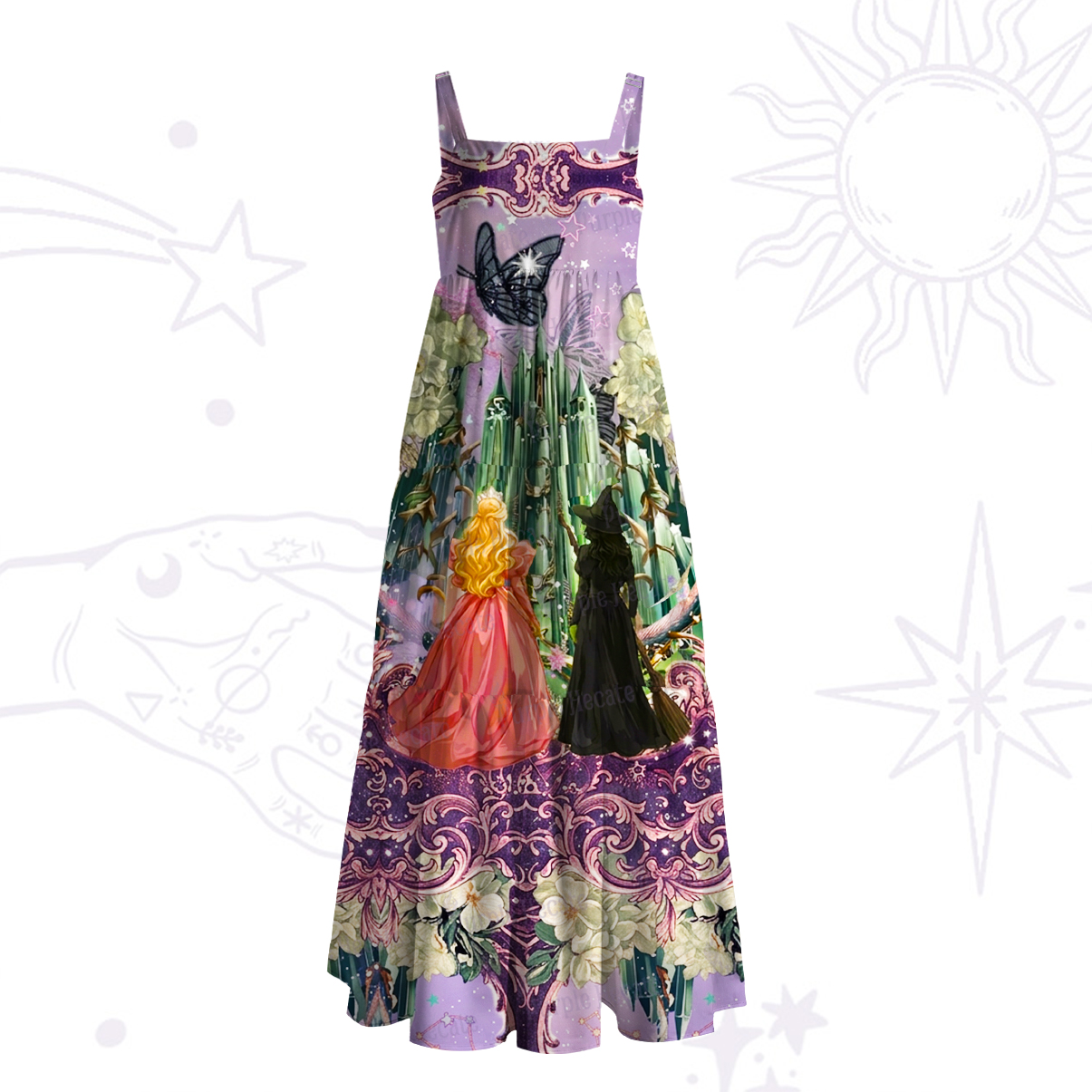 Purplehecate Emerald City Witch Journey Wide Straps Maxi Dress