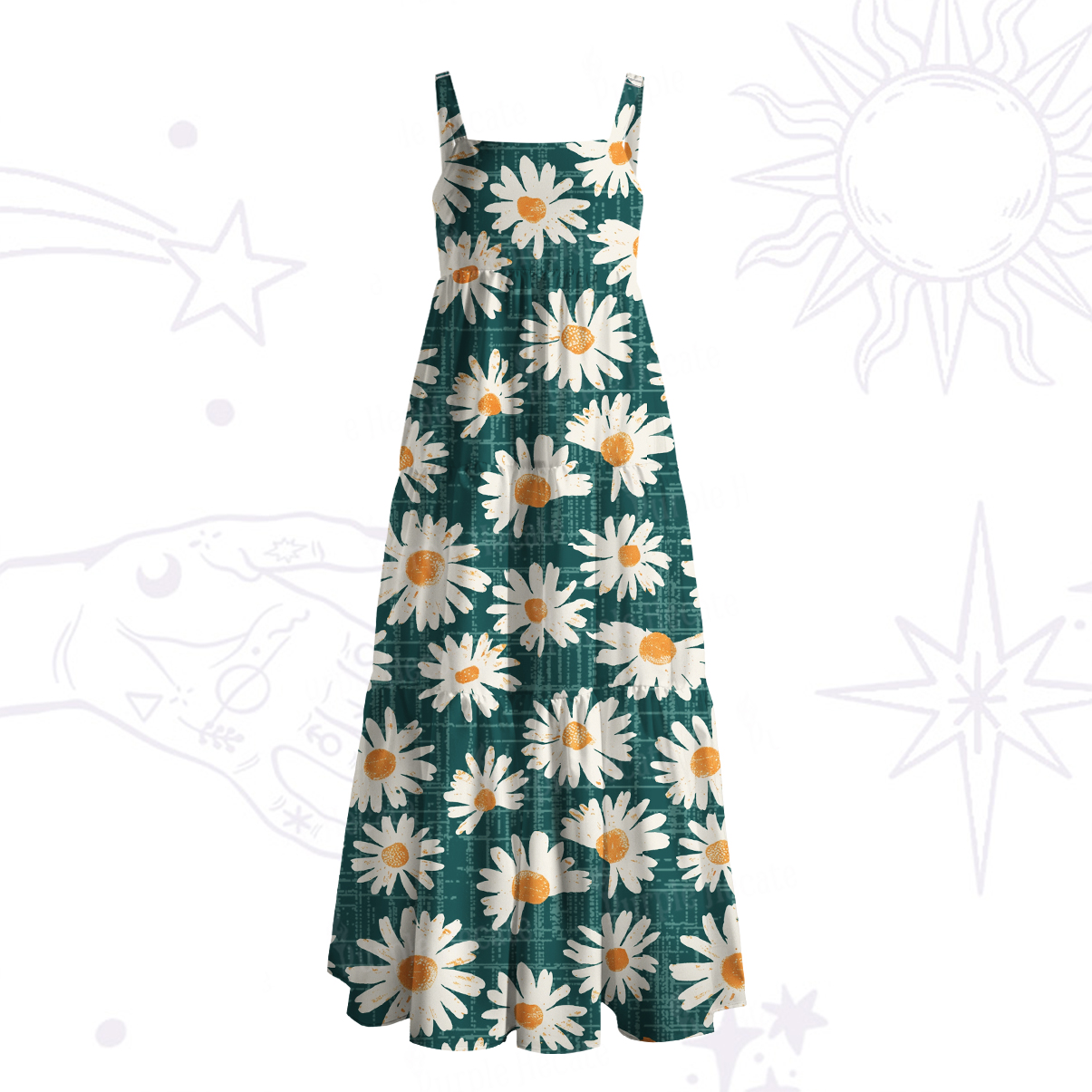 Purplehecate Daisy Daydream Wide Straps Maxi Dress