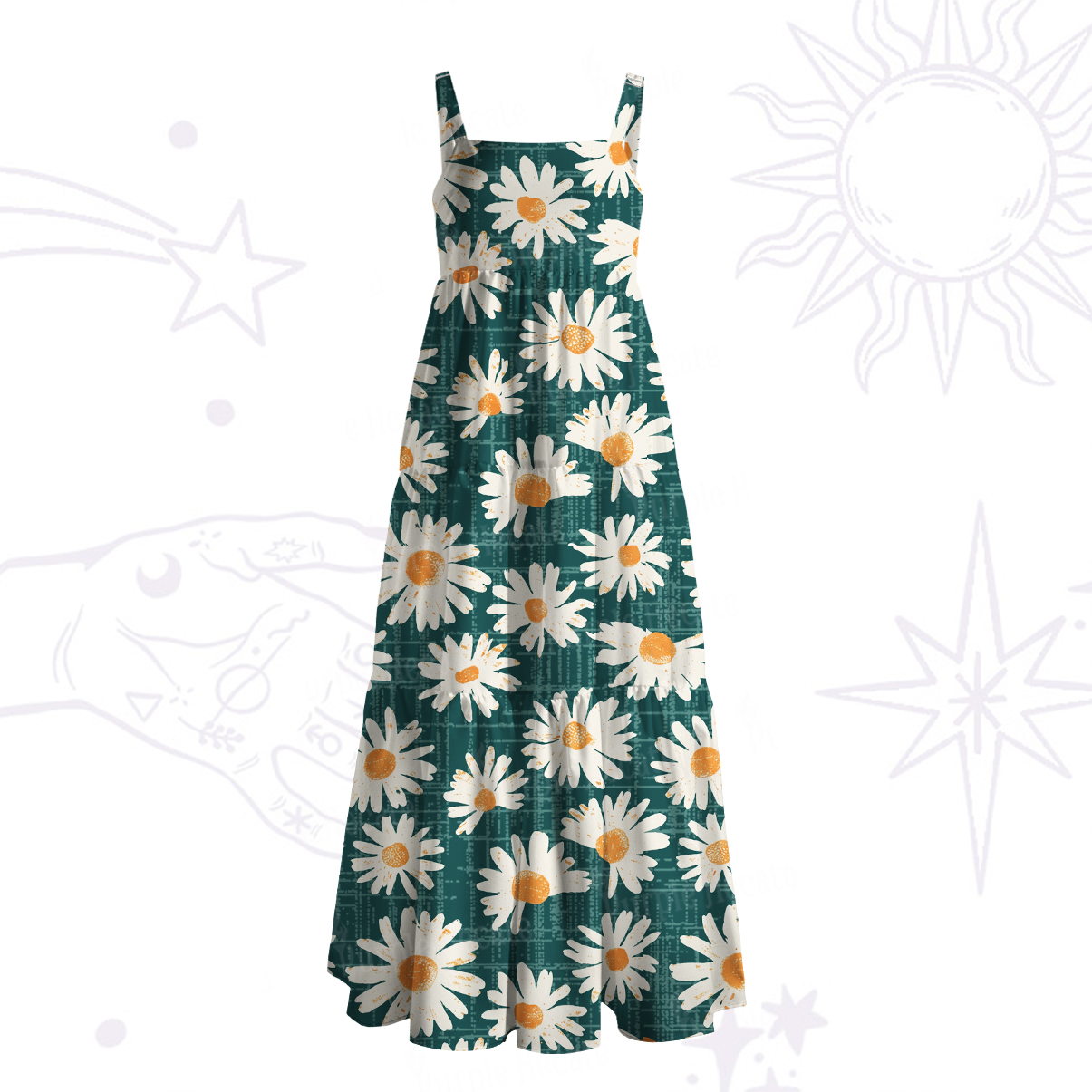 Purplehecate Daisy Daydream Wide Straps Maxi Dress