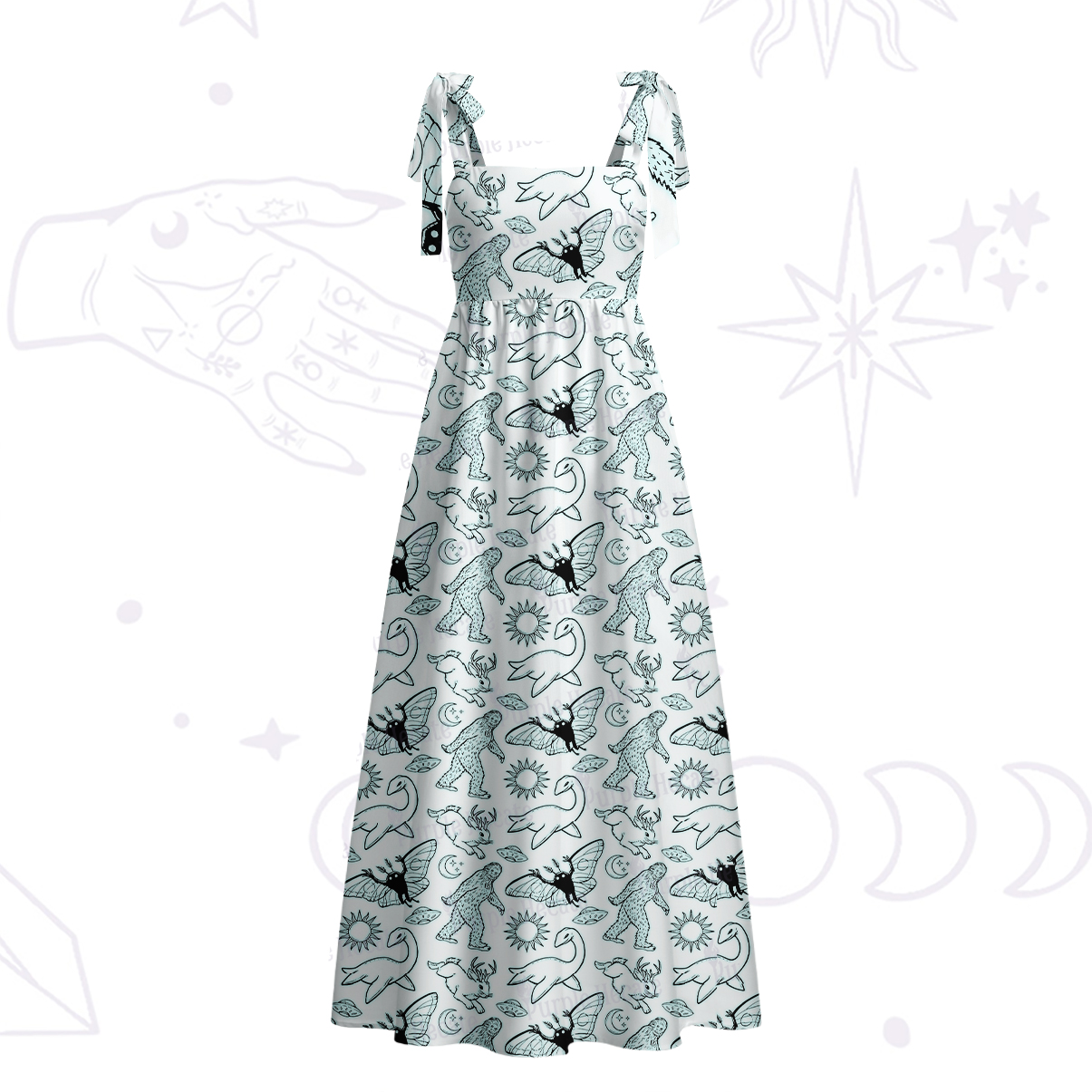 Purplehecate Cryptid Tie Shoulder Maxi Dress