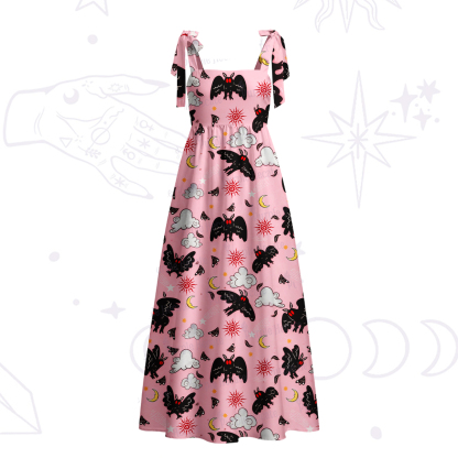 Purplehecate Cryptid Mothman Tie Shoulder Maxi Dress