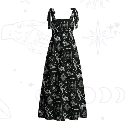 Purplehecate Prehistoric Fantasy Tie Shoulder Maxi Dress