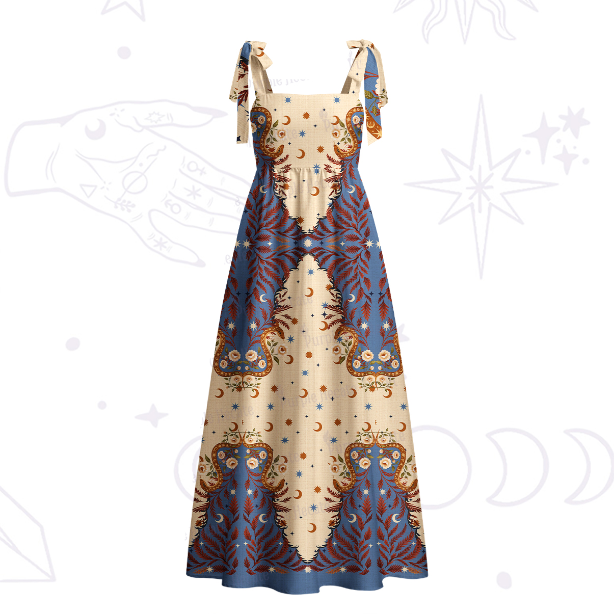 Purplehecate Celestial Ascension Tie Shoulder Maxi Dress