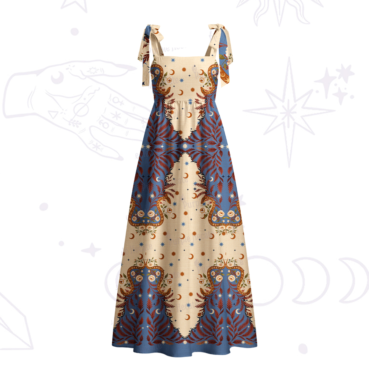 Purplehecate Celestial Ascension Tie Shoulder Maxi Dress