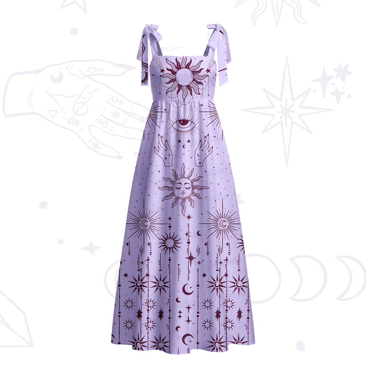 Purplehecate Solar Oracle Tie Shoulder Maxi Dress