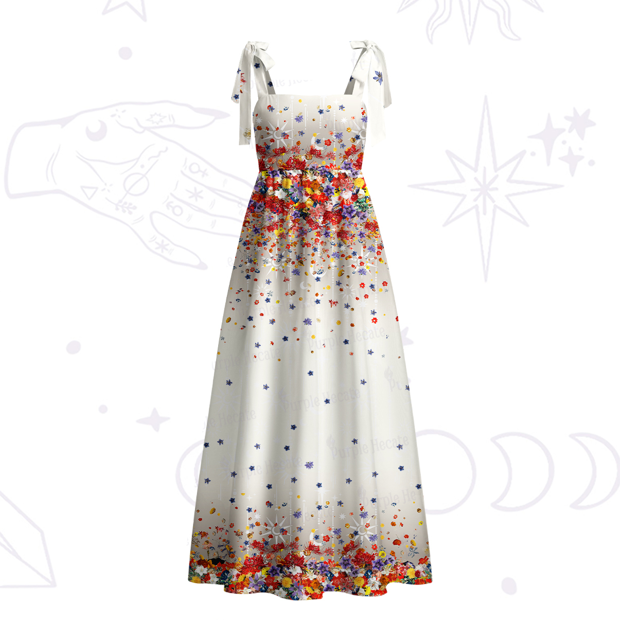 Purplehecate Spring Garden Tie Shoulder Maxi Dress