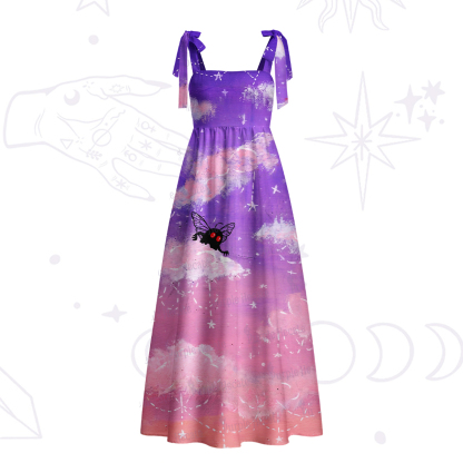 Purplehecate Celestial Dream Mothman Tie Shoulder Maxi Dress