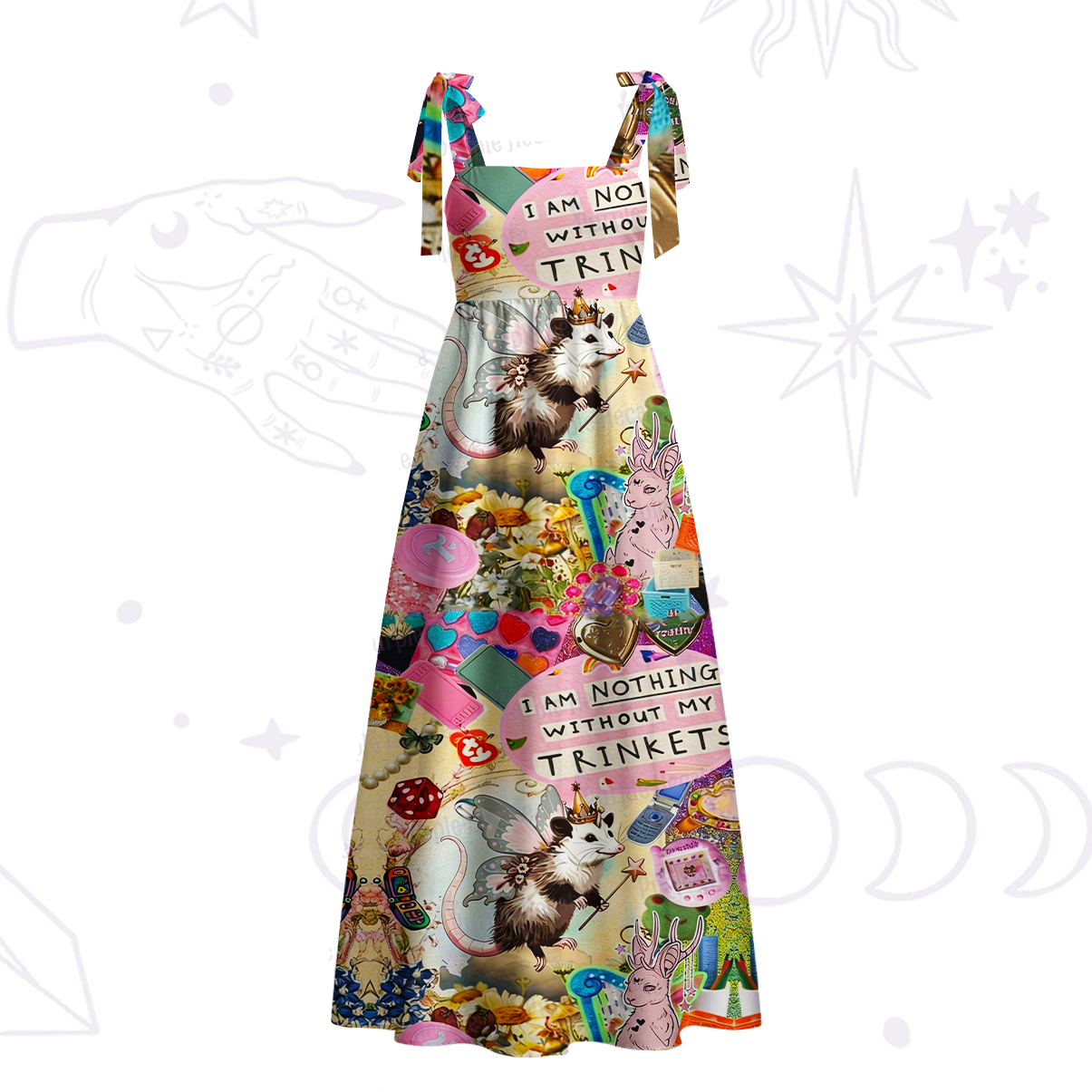 Purplehecate The Opossum Queen's Hoard Tie Shoulder Maxi Dress