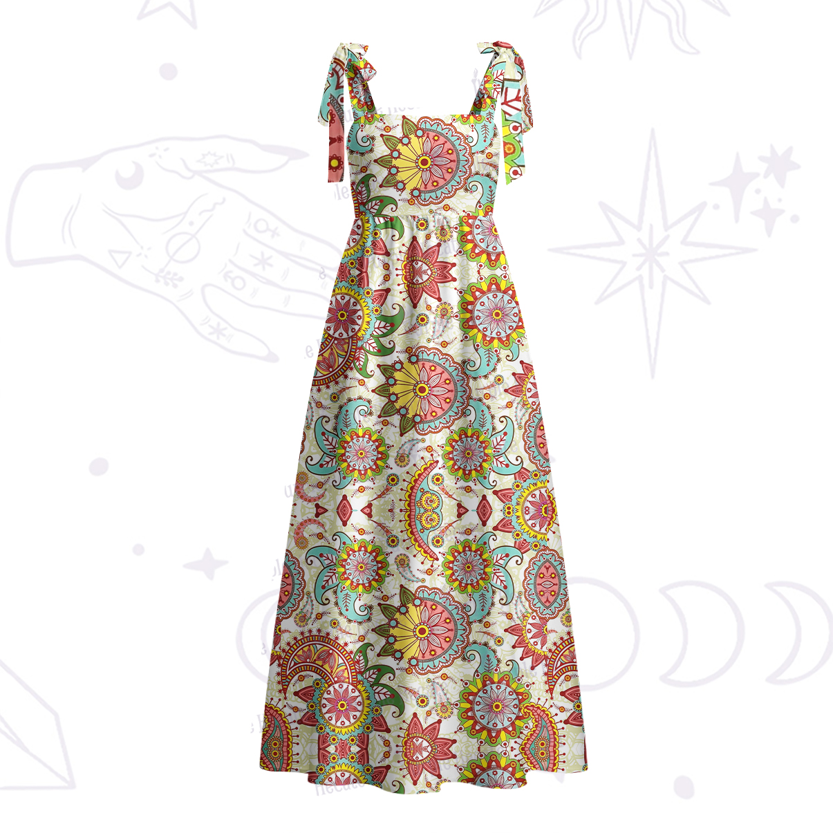 Purplehecate Mandala Dream Tie Shoulder Maxi Dress