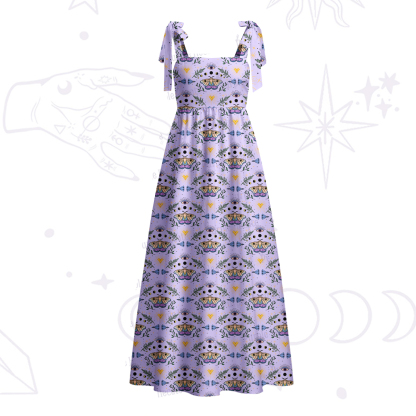 Purplehecate Luna Moth Witch Tie Shoulder Maxi Dress