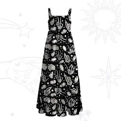 Purplehecate Crystal Bones Witchy Wide Straps Maxi Dress