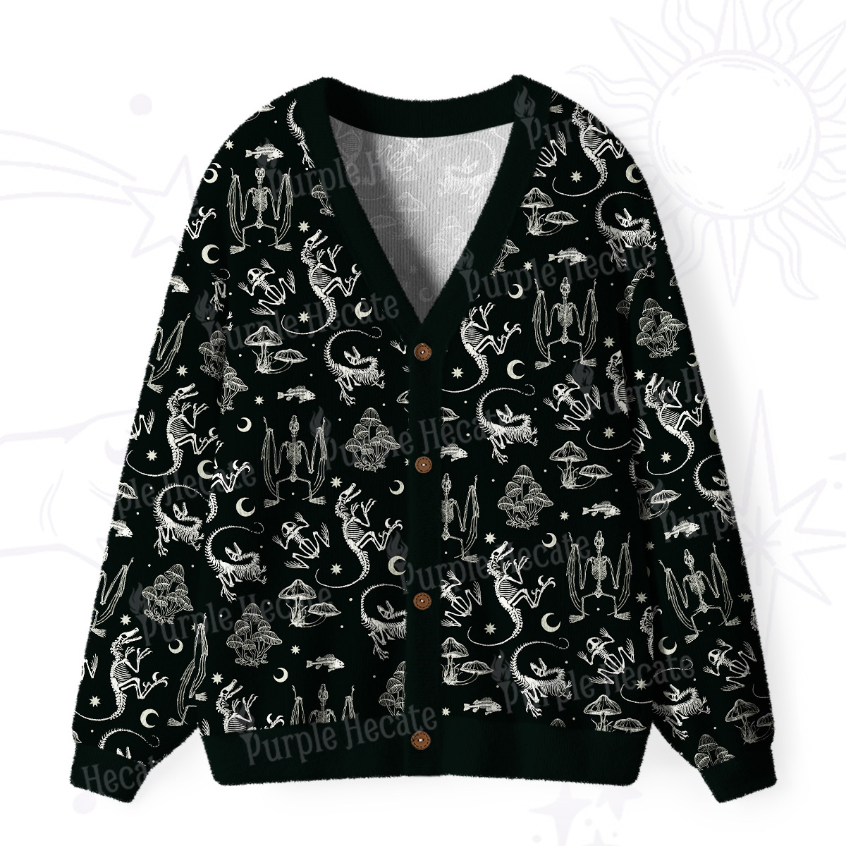 Purplehecate Prehistoric Fantasy Ugly Cardigan Sweaters