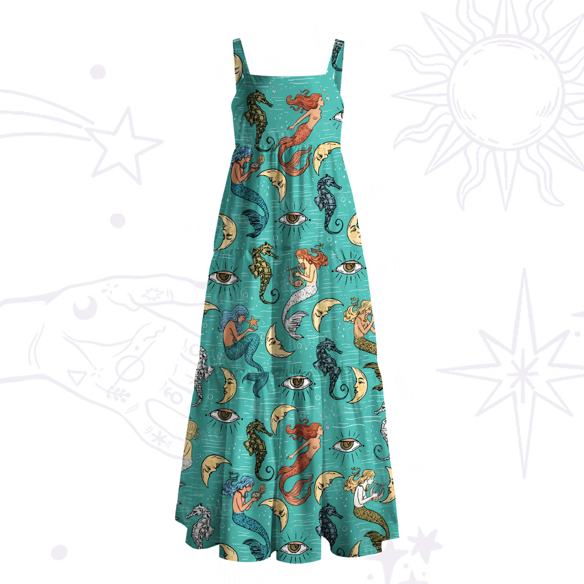 Purplehecate Mermaid Magic Wide Straps Maxi Dress