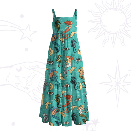 Purplehecate Mermaid Magic Wide Straps Maxi Dress