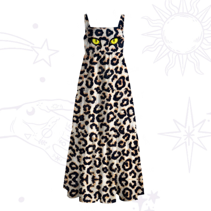 Purplehecate Feral Eyes Leopard Wide Straps Maxi Dress