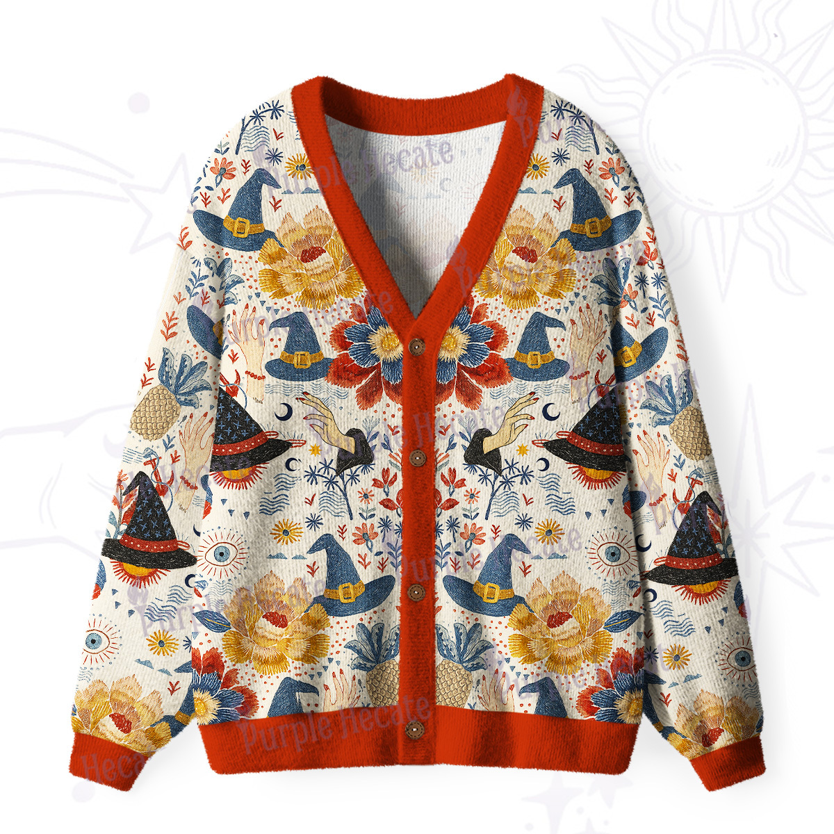 Purplehecate Witching Bloom Ugly Cardigan Sweaters