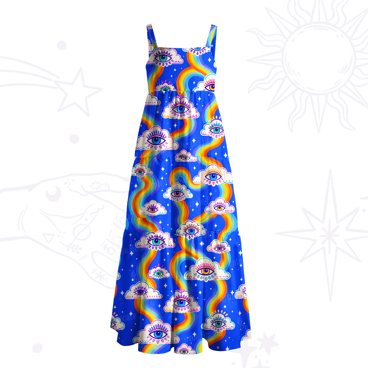 Purplehecate Rainbow Vision Pride Wide Straps Maxi Dress