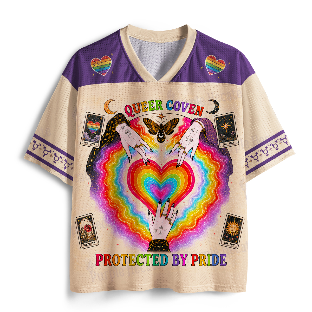 Purplehecate Queer Coven Protected by Pride Mesh Jersey